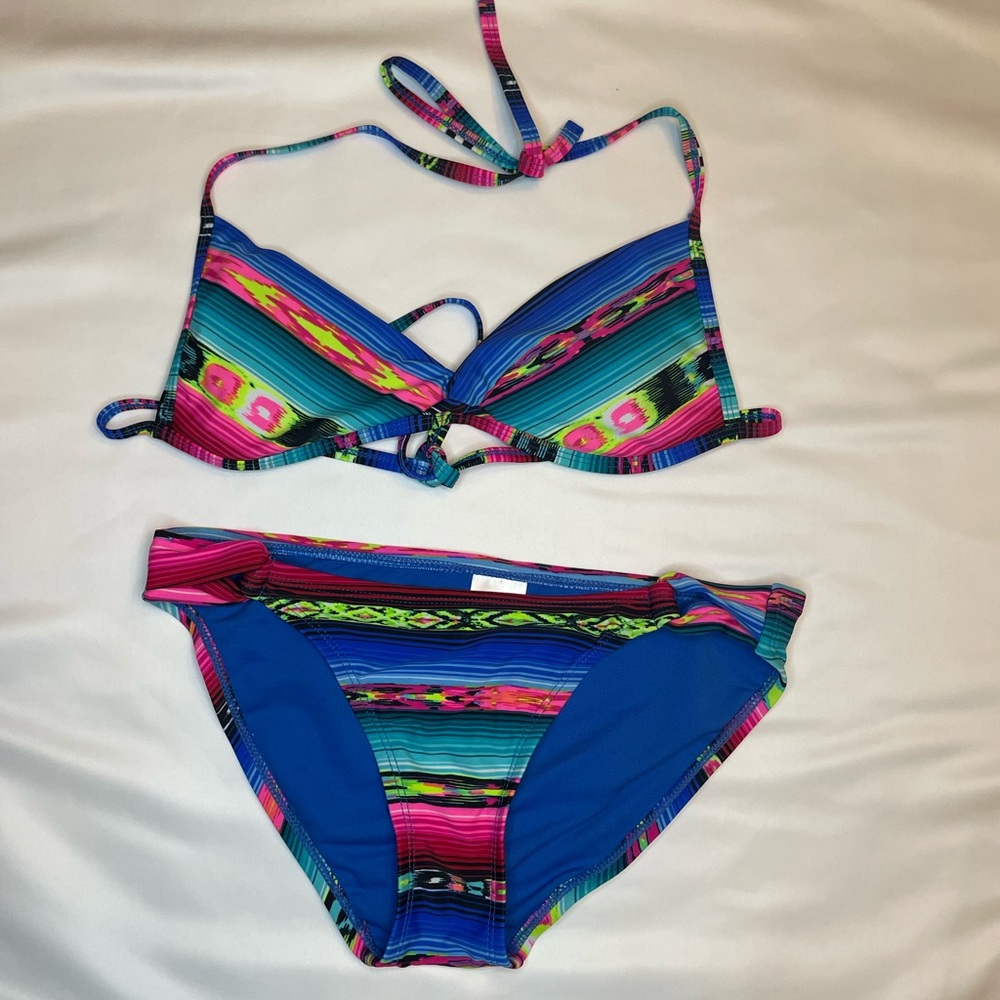 Target Xhilaration Neon Aztec Bikini Top M/Bottoms S